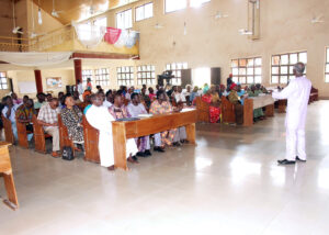 Rev. Dr. Bamidele Ayanlowo ministering to ministers of God during one of the organised meetings of the ministers conference called Strength Renewal Fellowship International